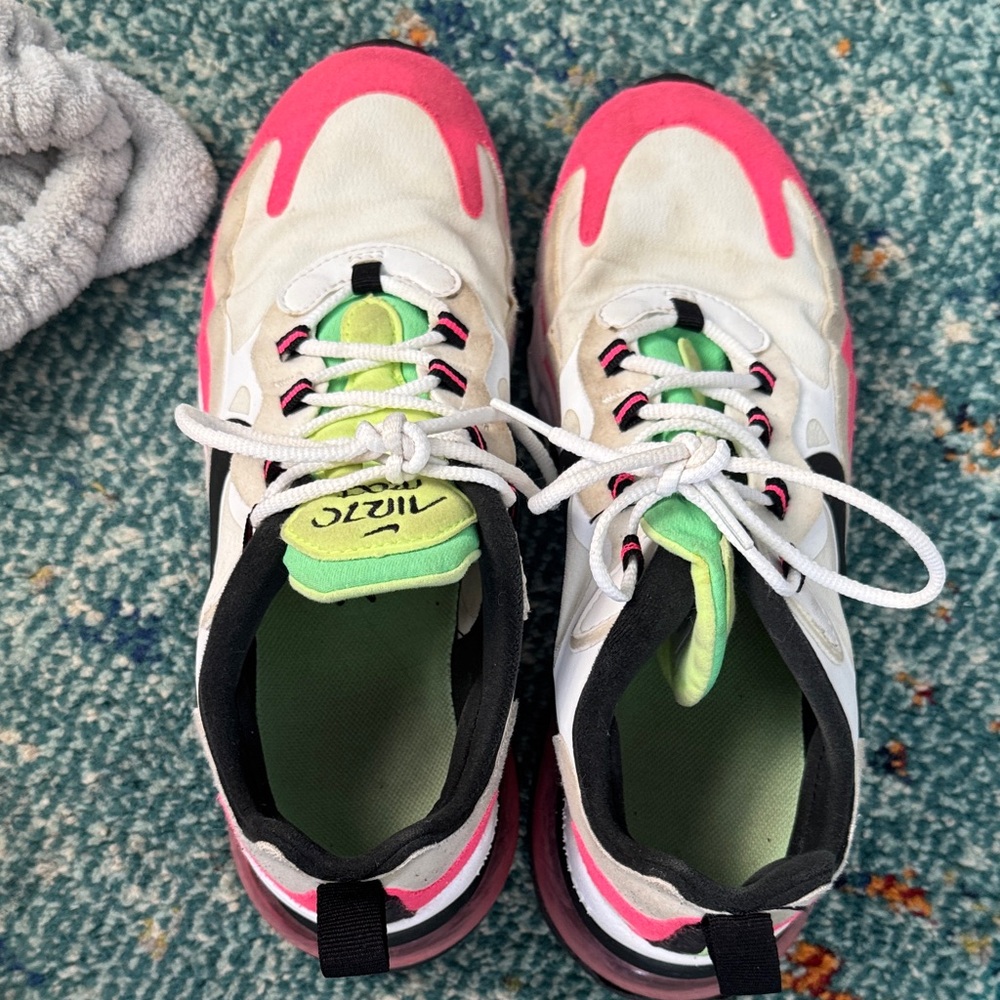 Nike Kids Sneakers with Pink and Green Accents